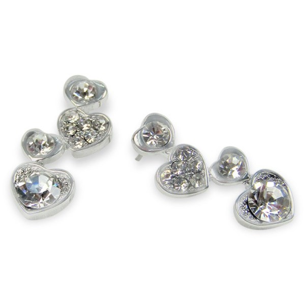 Stone Embellished Hearts Stud Earrings